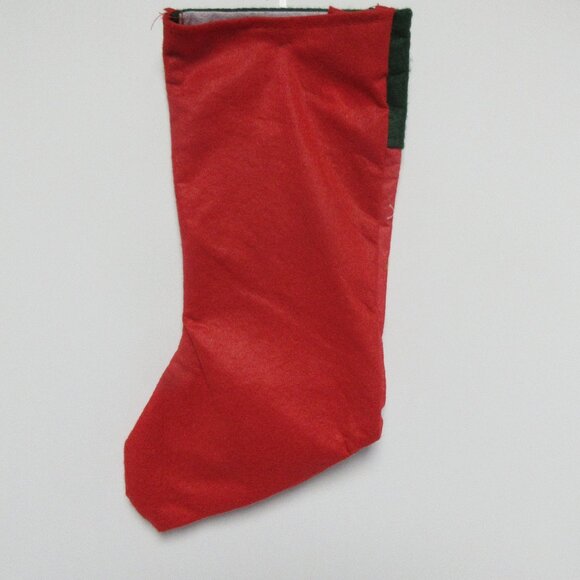 Teddy Bear Red Felt Christmas Stocking Applique W ICE SKATES Green&Red - Picture 4 of 4